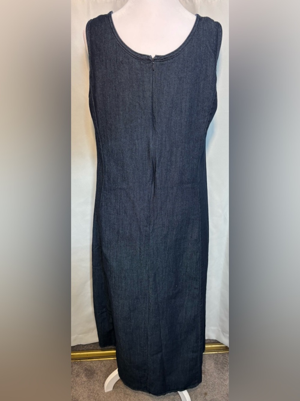 Jessica London Denim Maxi Dress Embroidered Floral Sleeveless Plus 18W - Picture 8 of 9